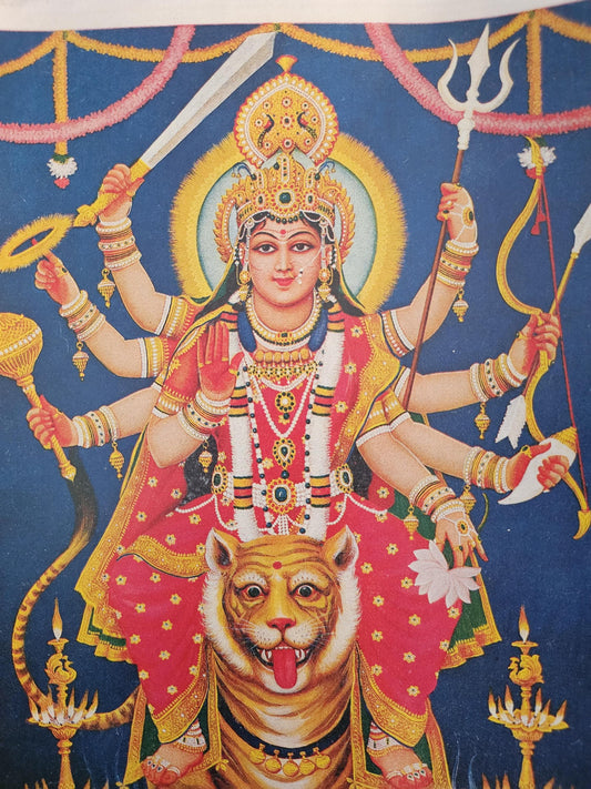 Hindu Goddess Amba Maa vintage print by Sharma Publications 6.5in x 9.5in