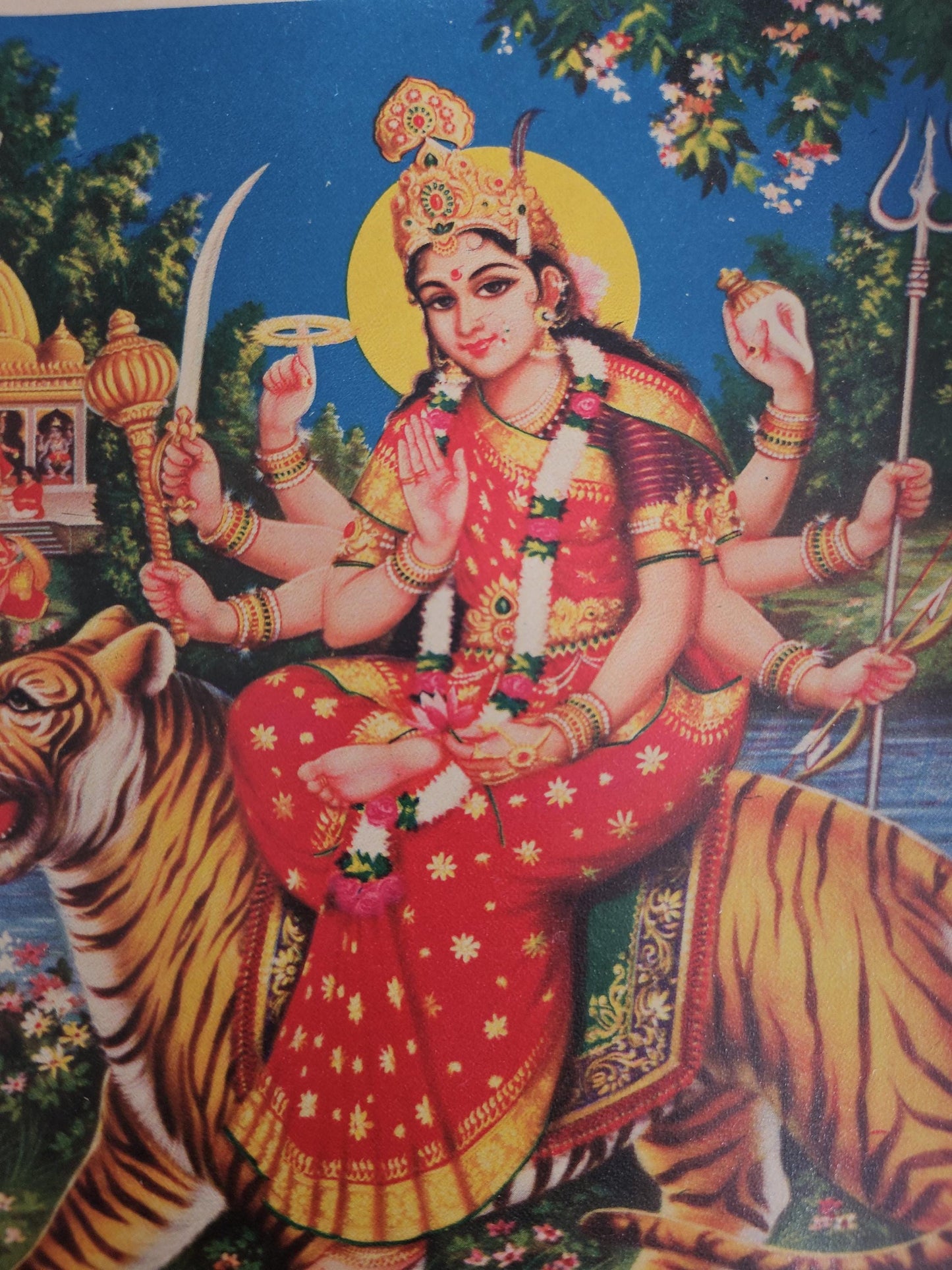 Hindu Goddess Amba Maa vintage print by JB Khanna 6.5in x 9.5in