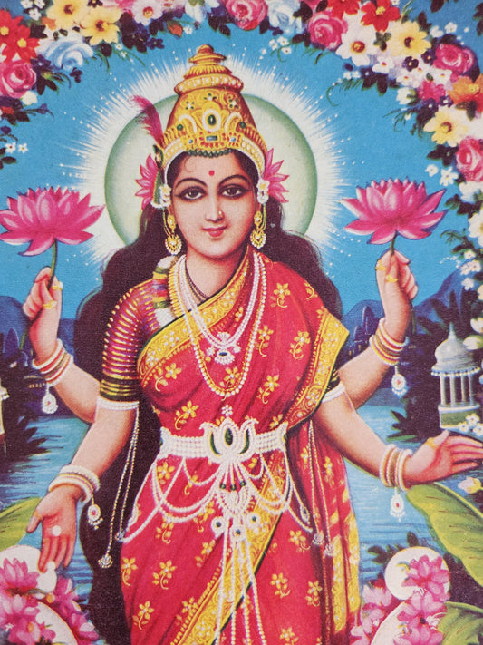 Hindu Vintage Print of Standing Lakshmi by LN Sharma Publications 6.5in x9.5in