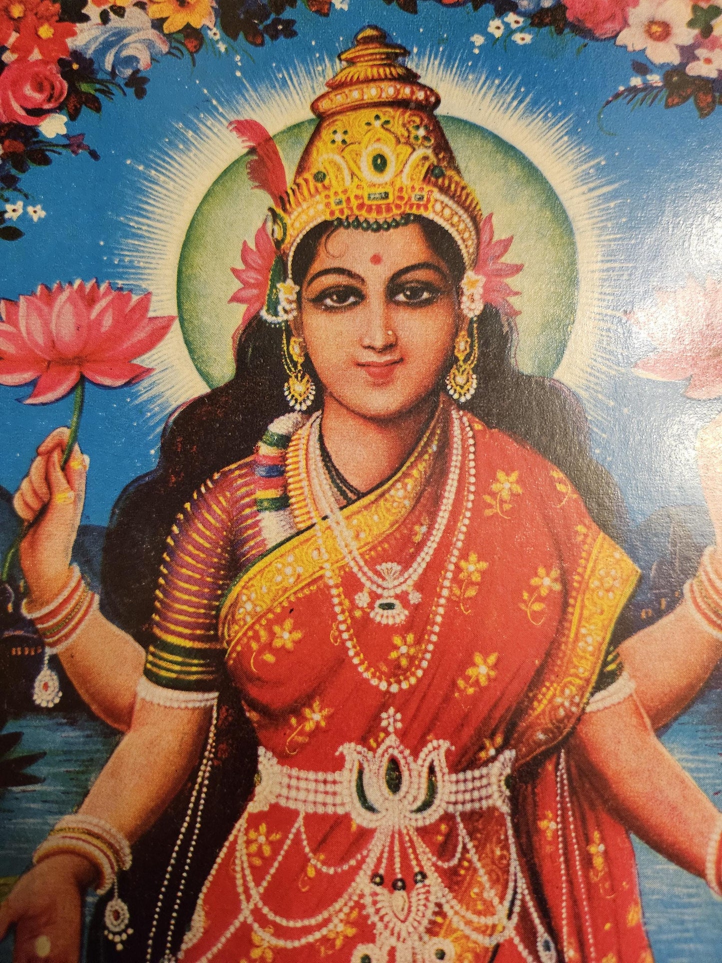 10x14' vintage print of Hindu Goddess Lakshmi Maa