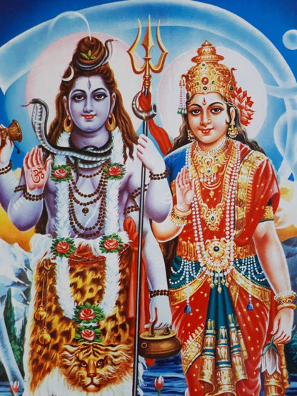 S S Brijbasi vintage print of shiv parvati standing pose