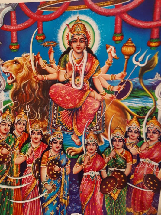 Hindu vintage print of Nav Durga by Brijbasi press