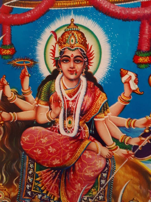 Hindu vintage print of Nav Durga by Brijbasi press