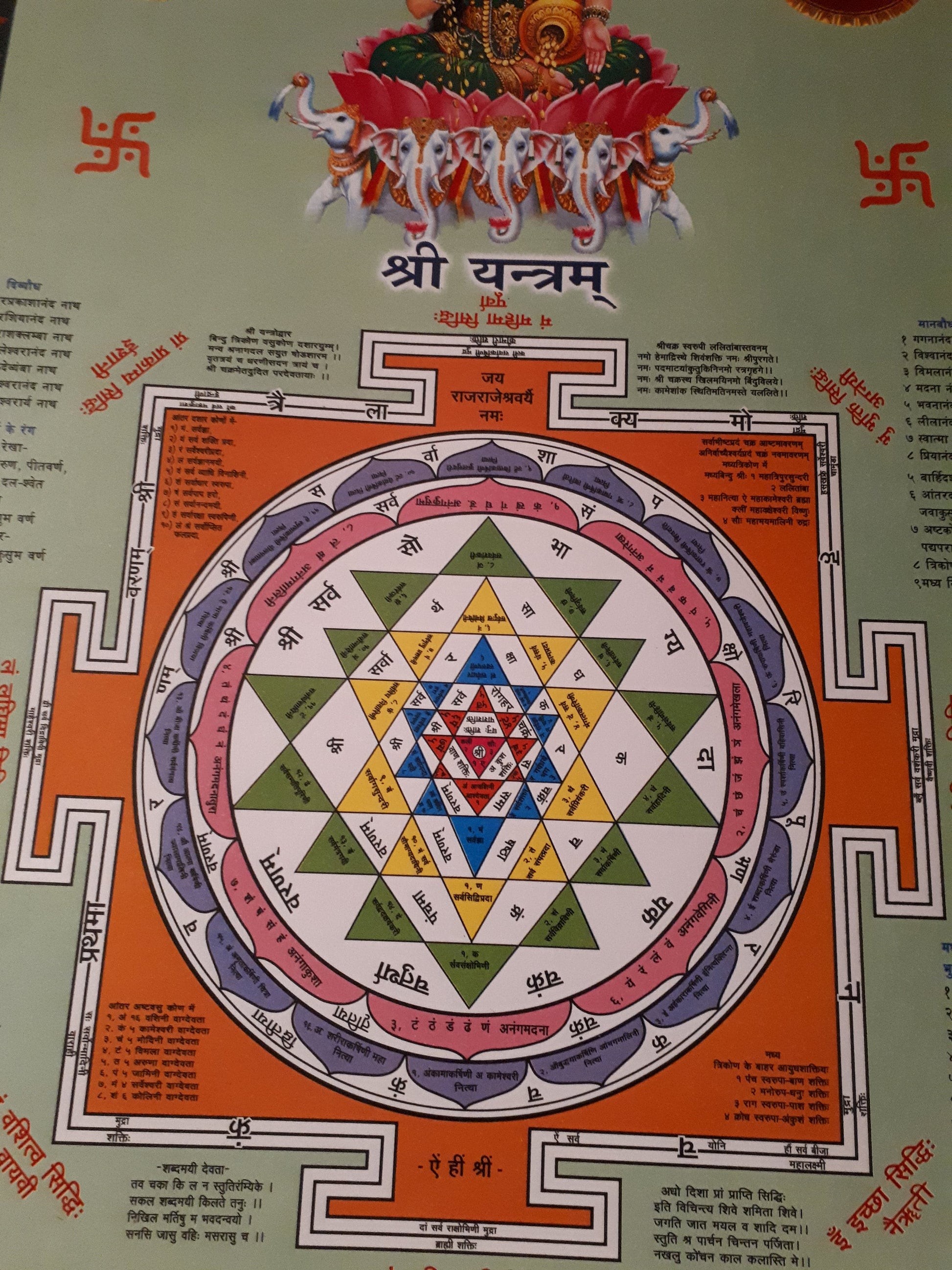 Hindu print of Goddess Lakshmi and Lakshmi Yantra -Sri Yantra 12inch x 16.5inch.