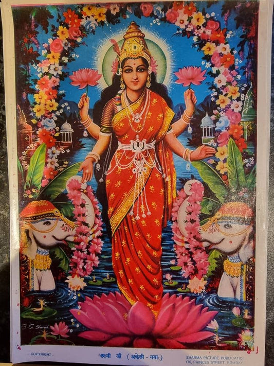 10x14' vintage print of Hindu Goddess Lakshmi Maa
