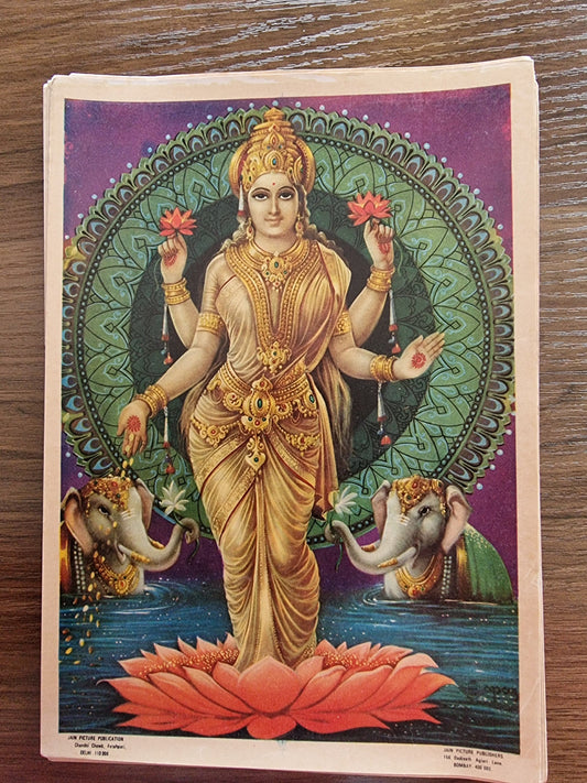 Hindu Vintage print of Lakshmi Maa by Jain Pictures 6.5inch x 9.5inch
