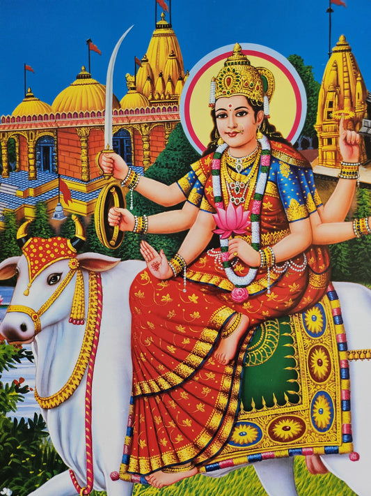 Modern print of Hindu goddess Umiya maa 15inch x 20inch unframed by JB Khanna