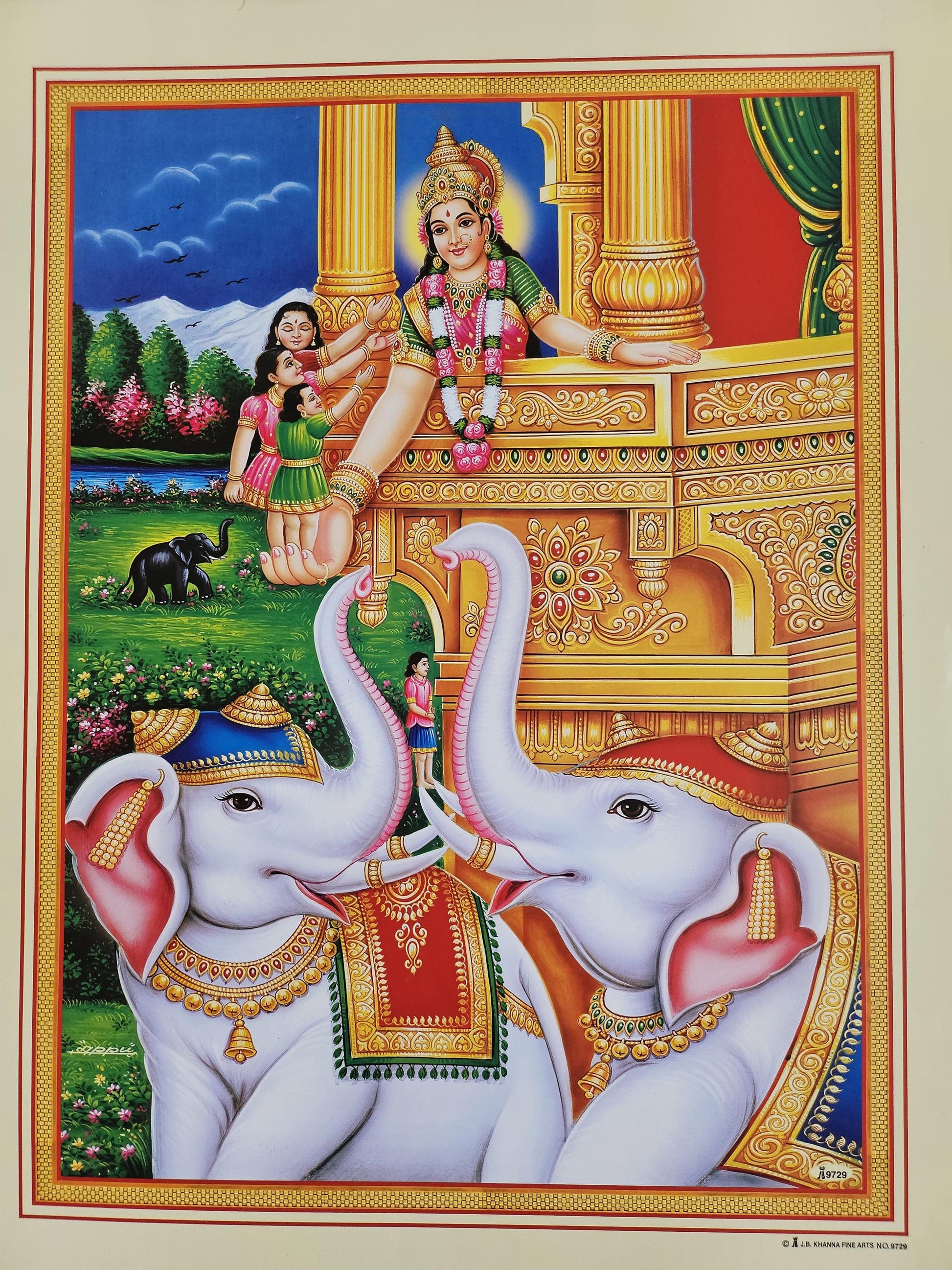 Modern print of Hindu goddess Shakti mataji 15inch x 20inch unframed by JB Khanna
