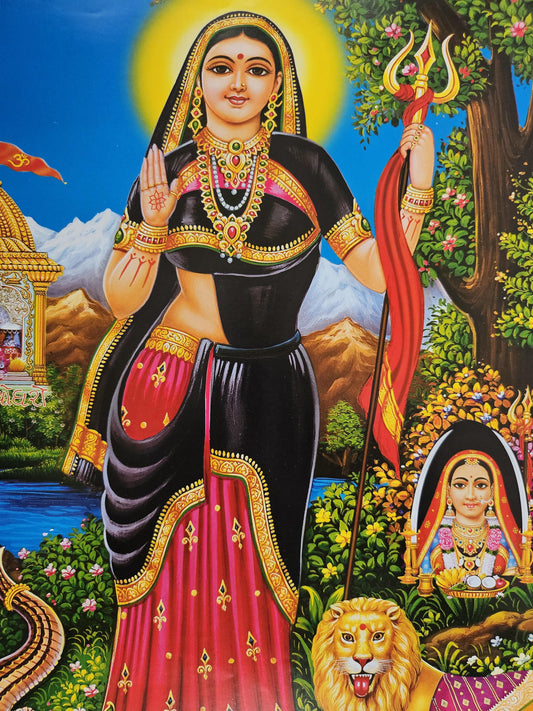 Modern print of Hindu Gujarati goddess Khodiyar Maa 15inch x 20inch unframed by JB Khanna no 9547a
