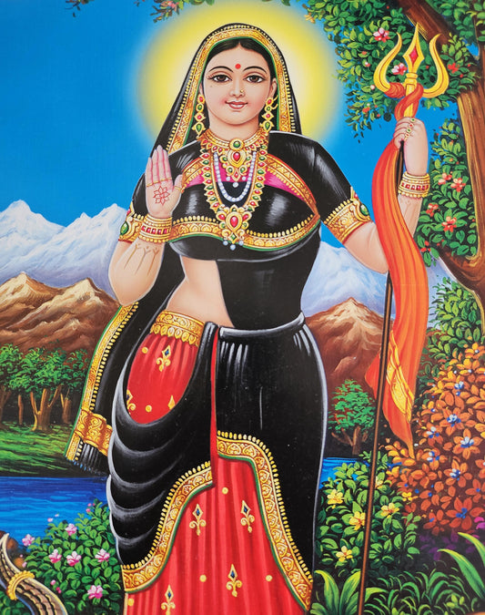 Modern print of Hindu Gujarati goddess Khodiyar Maa 15inch x 20inch unframed by JB Khanna no 9547