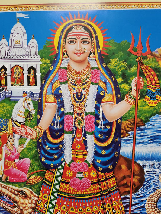 Modern print of Hindu Gujarati goddess Khodiyar Maa 15inch x 20inch unframed by JB Khanna no 698 normal border