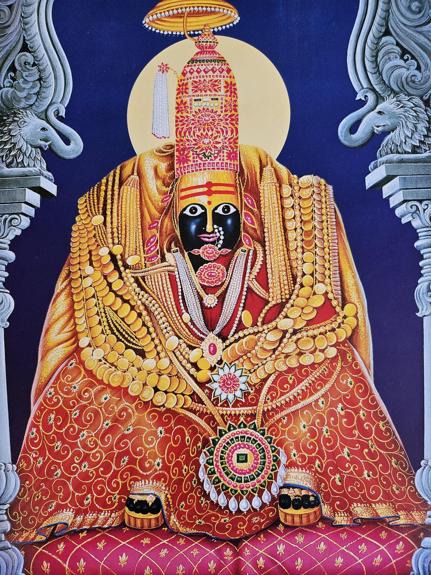 Modern print of Hindu goddess Tulja Bhavani Mata 15inch x 20inch unframed by JB Khanna