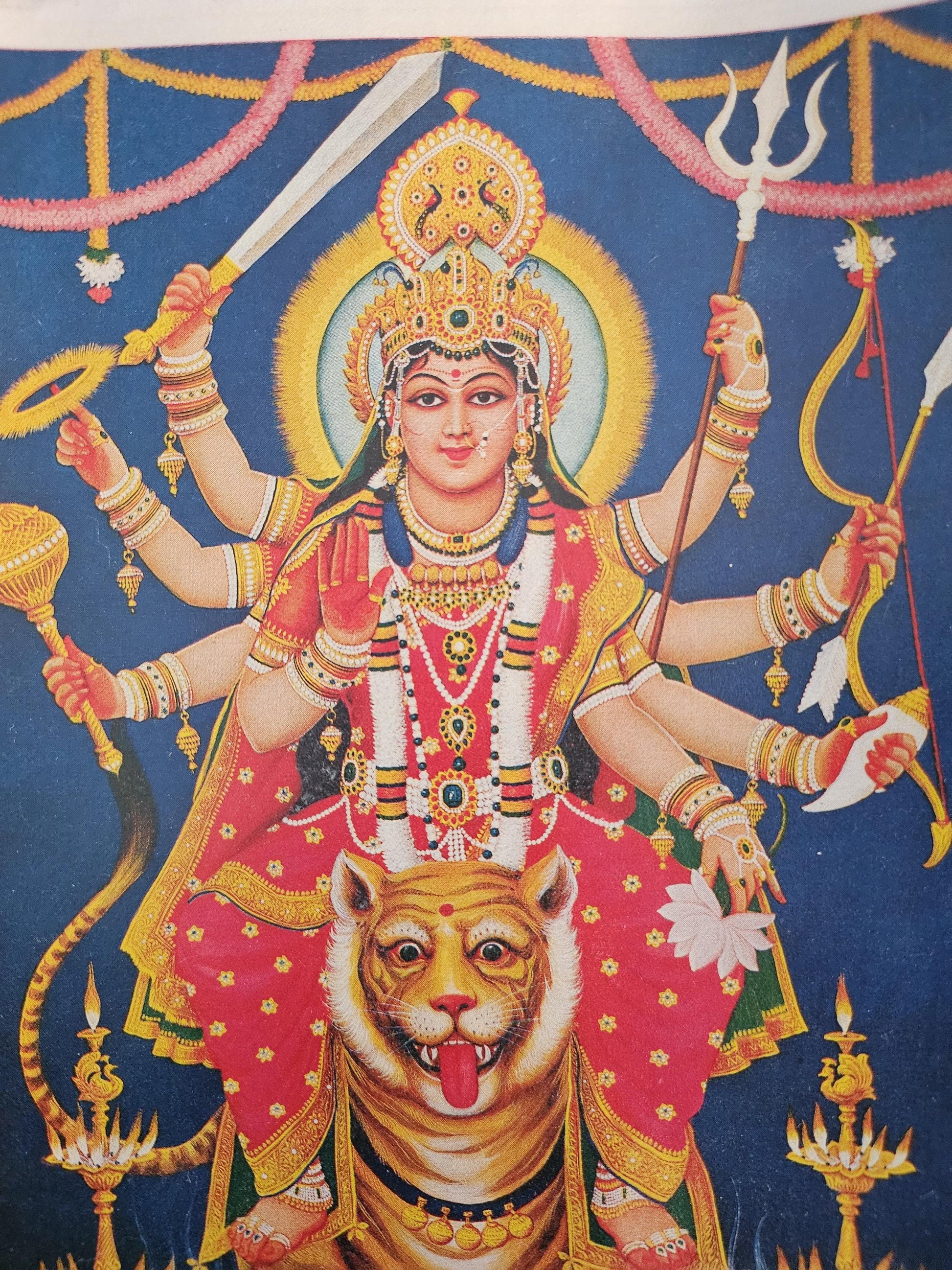 Hindu Goddess Amba Maa vintage print by Sharma Publications 6.5in x 9.5in