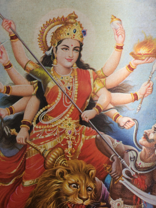 Hindu Goddess Durga Maa vintage print by Jain Publishers 6.5in x 9.5in
