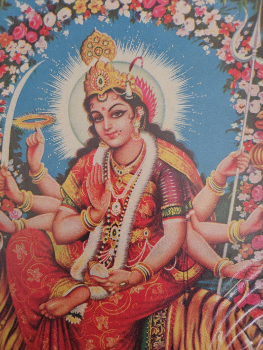 Hindu Goddess Amba Maa vintage print by Swastik press house 6.5in x 9.5in