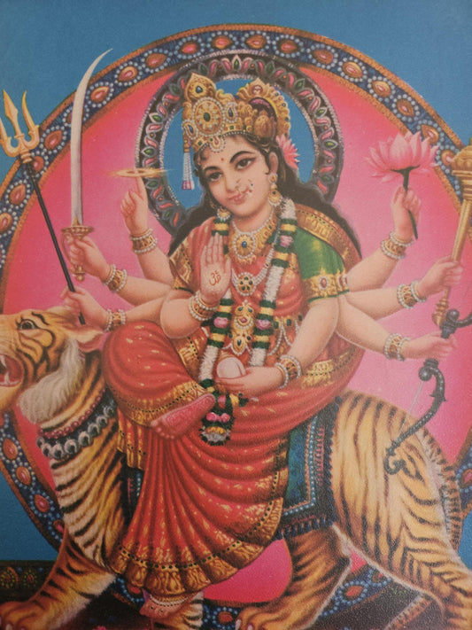 Hindu Goddess Amba Maa vintage print by Jain Publishers 6.5in x 9.5in