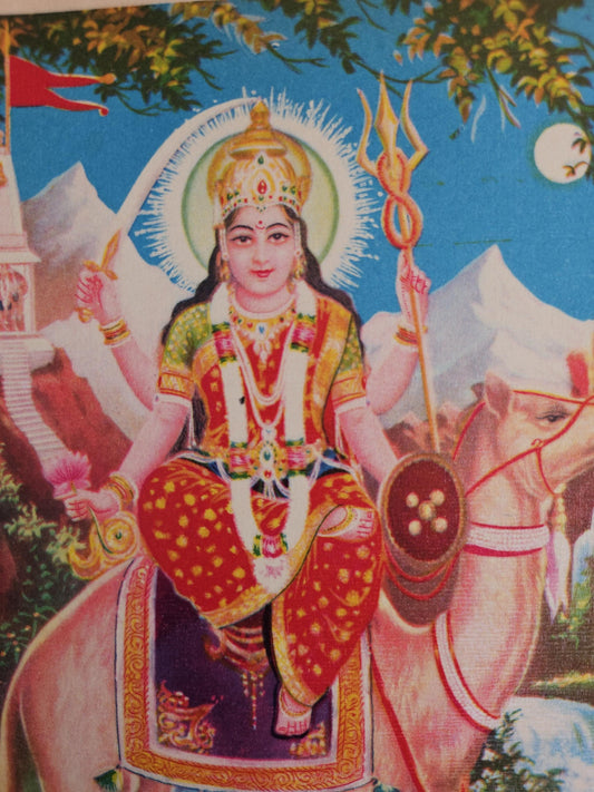 Hindu Gujarati Goddess Dasha Maa / Momai Maa vintage print by Bombay Glass House 6.5in x 9.5in