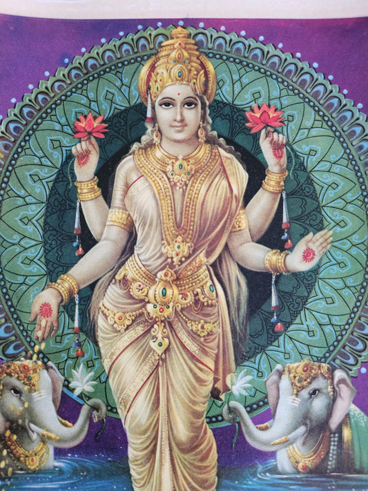 Hindu Vintage print of Lakshmi Maa by Jain Pictures 6.5inch x 9.5inch