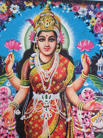 Hindu Vintage Print of Standing Lakshmi by Sharma Publications 6.5in x 9.5in
