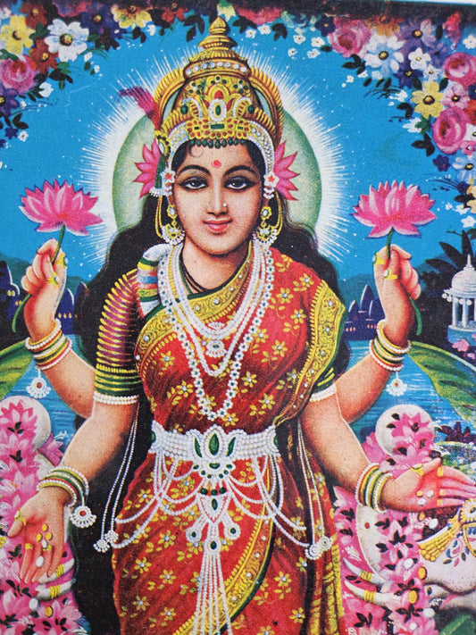 Hindu Vintage Print of Standing Lakshmi by Sharma Publications 6.5in x 9.5in