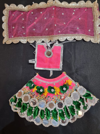 Heavy decorative ribbon and stone work Durga Dress / Durga maa poshak.