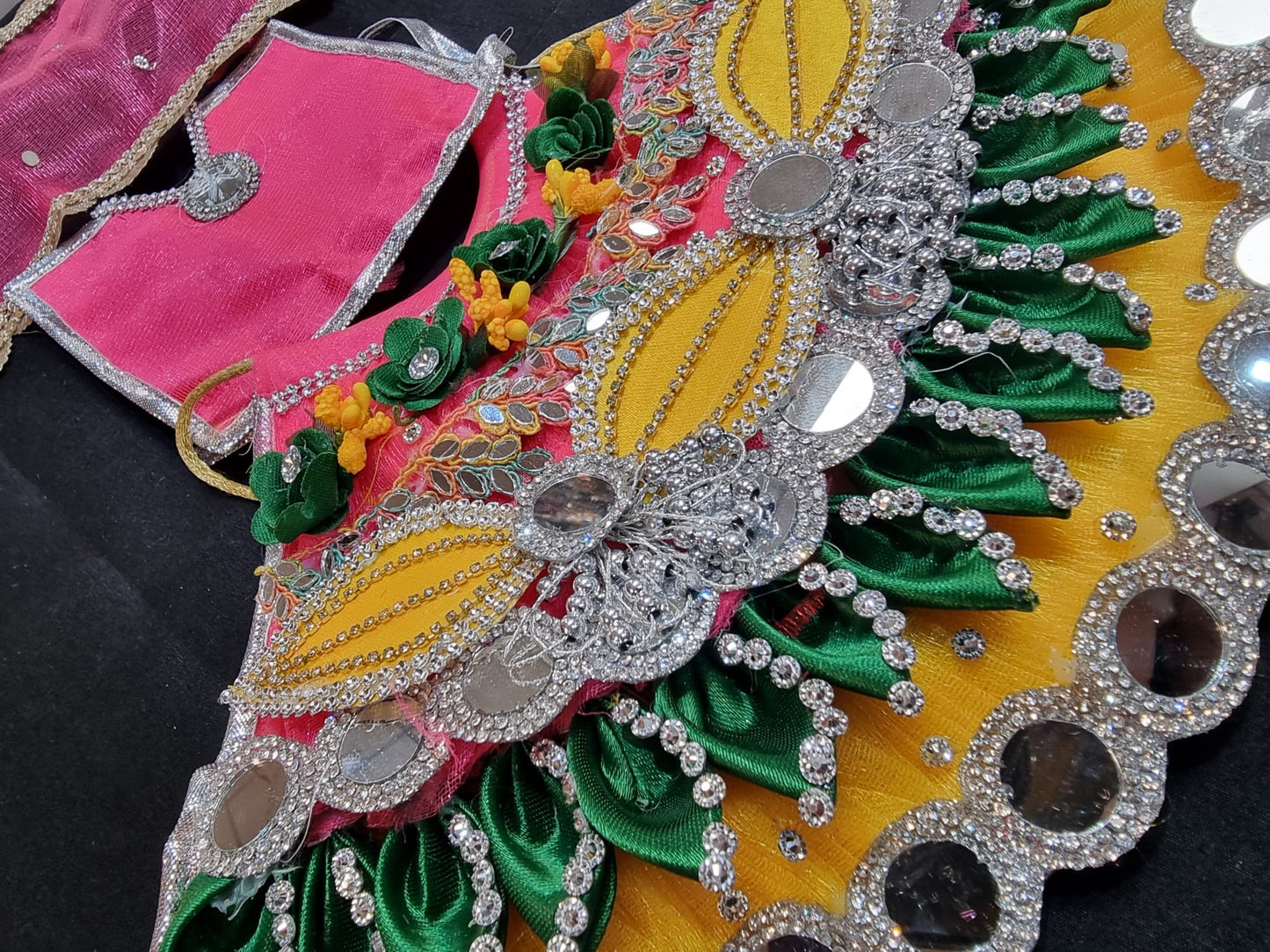 Heavy decorative ribbon and stone work Durga Dress / Durga maa poshak.