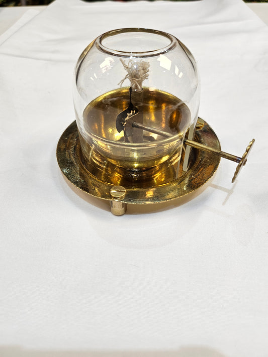 Brass Akhand Jyot Diya With Wick Lifting Screw Lever