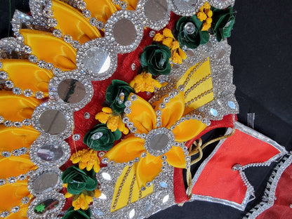 Heavy decorative ribbon and stone work Durga Dress / Durga maa poshak.