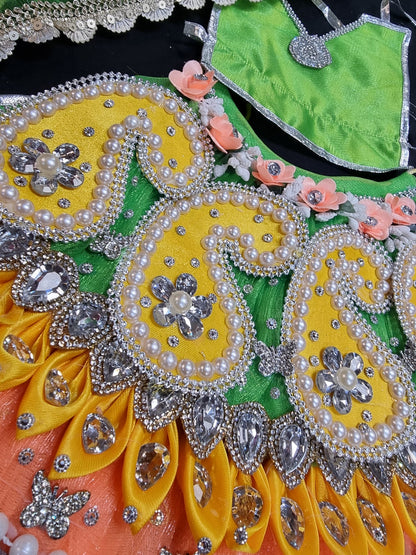 Heavy decorative ribbon and stone work Durga Dress / Durga maa poshak.