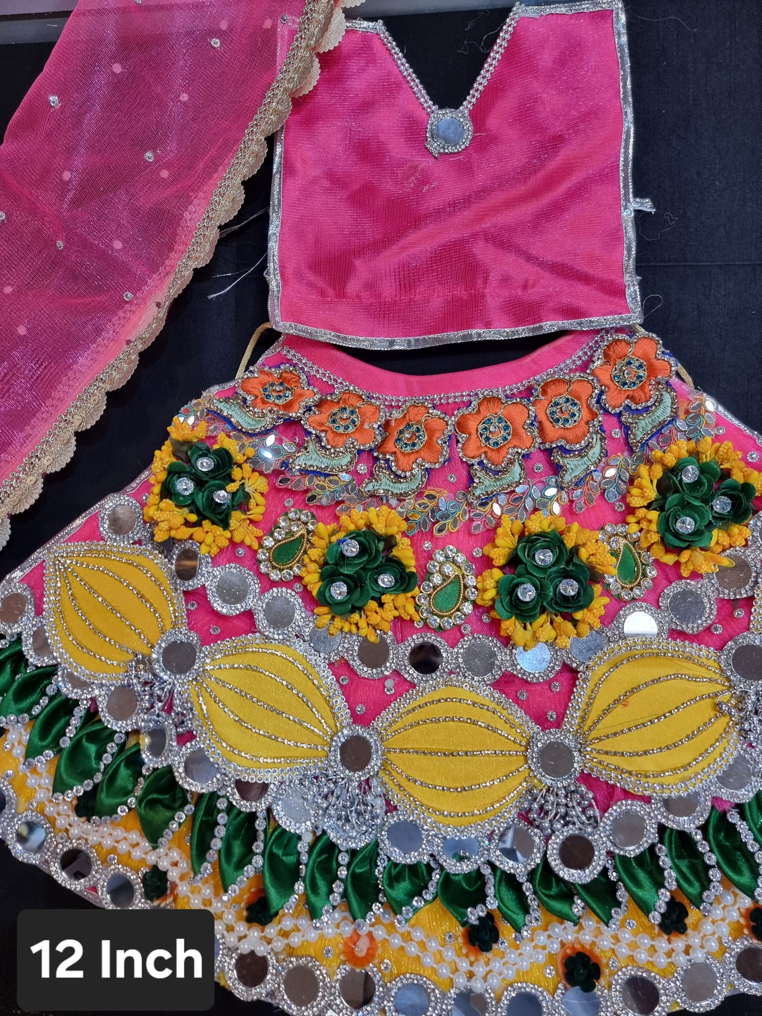 Heavy decorative ribbon and stone work Durga Dress / Durga maa poshak ...