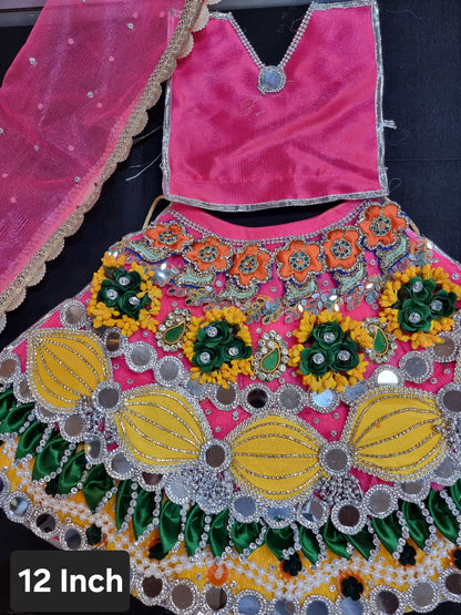 Heavy decorative ribbon and stone work Durga Dress / Durga maa poshak.