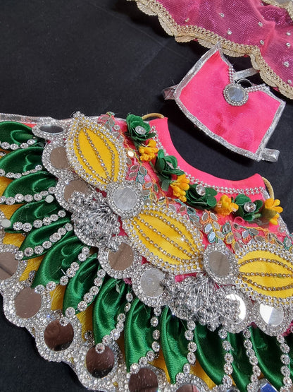 Heavy decorative ribbon and stone work Durga Dress / Durga maa poshak.