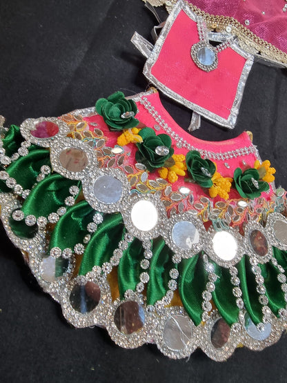 Heavy decorative ribbon and stone work Durga Dress / Durga maa poshak.