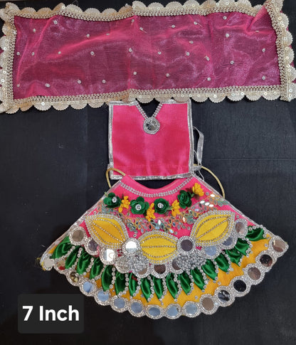 Heavy decorative ribbon and stone work Durga Dress / Durga maa poshak.