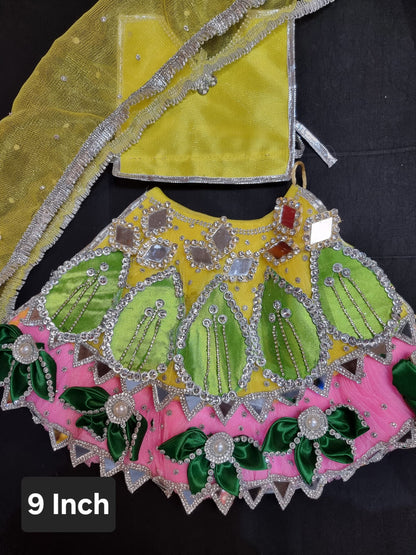 Heavy decorative ribbon and stone work Durga Dress / Durga maa poshak.