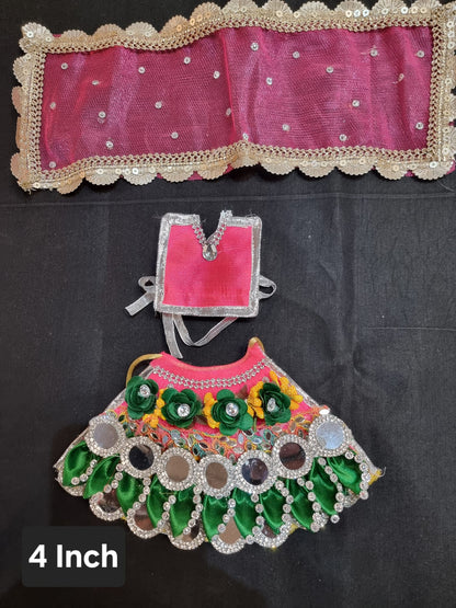 Heavy decorative ribbon and stone work Durga Dress / Durga maa poshak.
