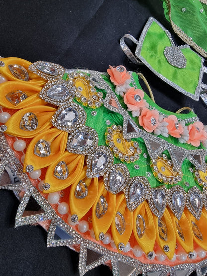 Heavy decorative ribbon and stone work Durga Dress / Durga maa poshak.
