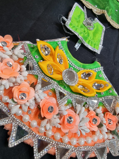 Heavy decorative ribbon and stone work Durga Dress / Durga maa poshak.