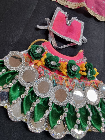 Heavy decorative ribbon and stone work Durga Dress / Durga maa poshak.