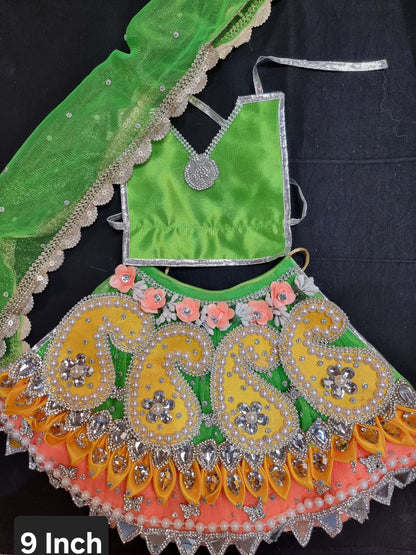 Heavy decorative ribbon and stone work Durga Dress / Durga maa poshak.