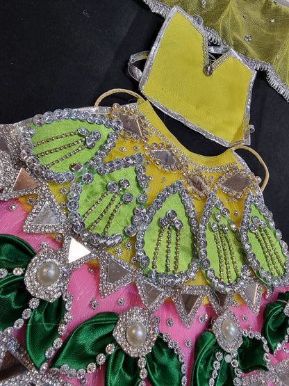 Heavy decorative ribbon and stone work Durga Dress / Durga maa poshak.